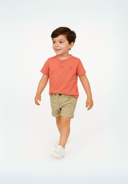 Henley T-Shirt Coral Button Neck - 1
