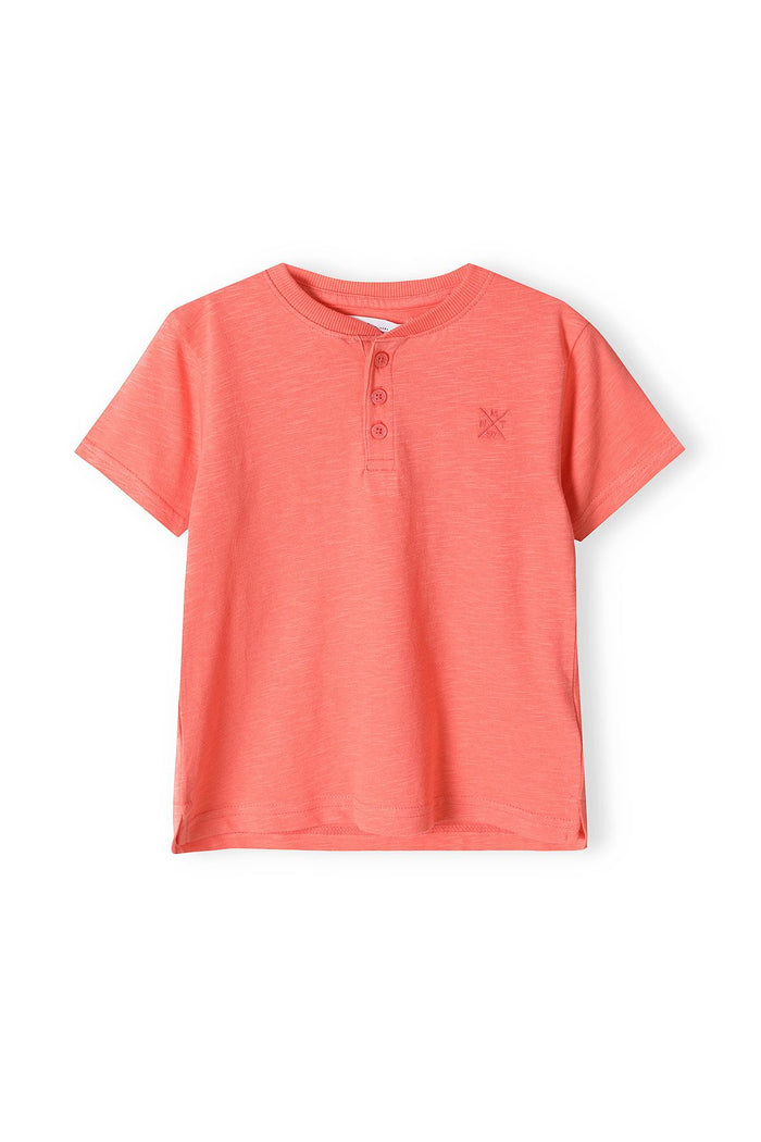 Henley T-Shirt Coral Button Neck - 2