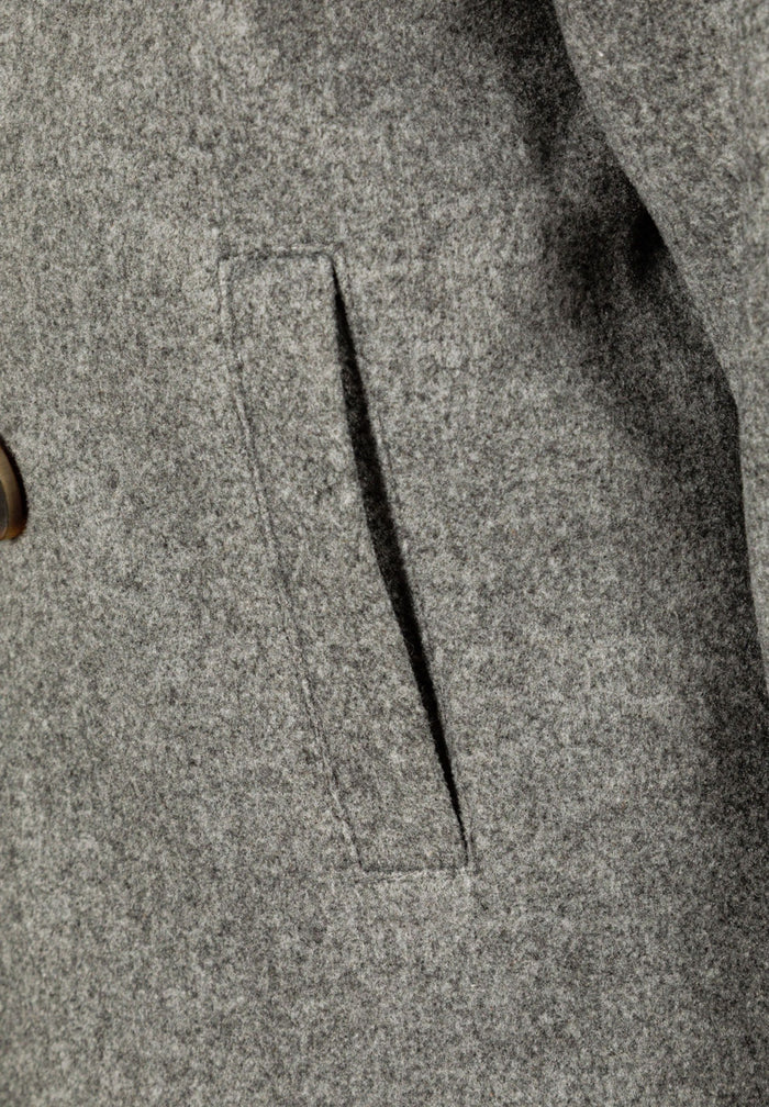 Double-Breasted Coat, Grey, Traditional - 4