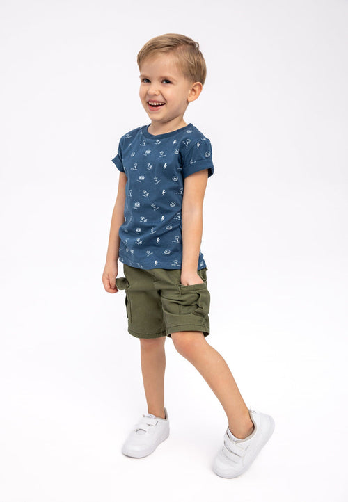 Graphic T-Shirt, Navy Blue, All-Over Print - 1