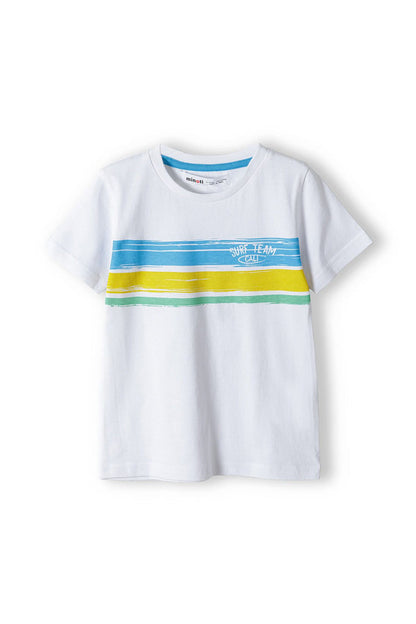 Short Sleeve T-Shirt, Surf Team Cali Stripes, White - 1