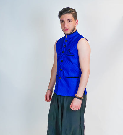 Bright Blue Silk Modi Vest