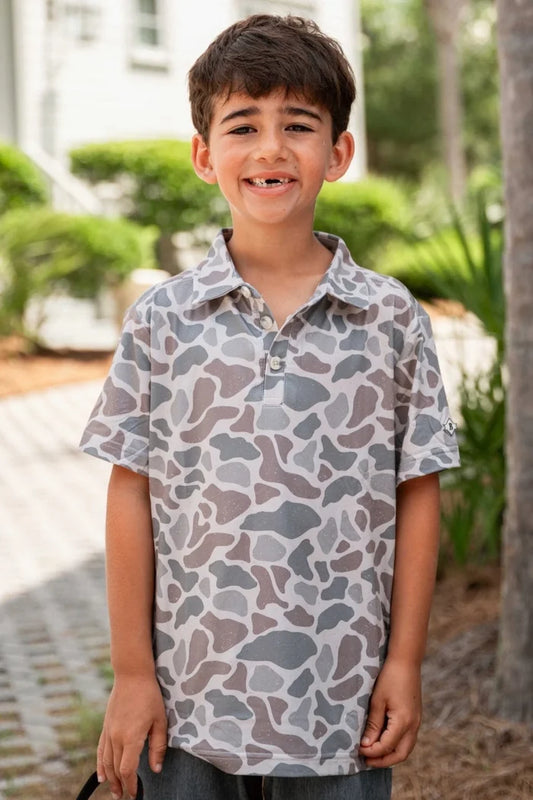 BURLEBO Youth Deer Camo Polo