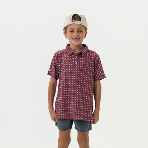BURLEBO Maroon and Grey Texas  Polo