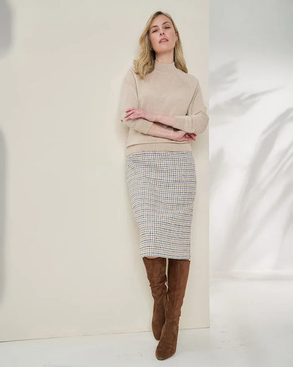Camille Lined Checked Easycare  Straight  Skirt
