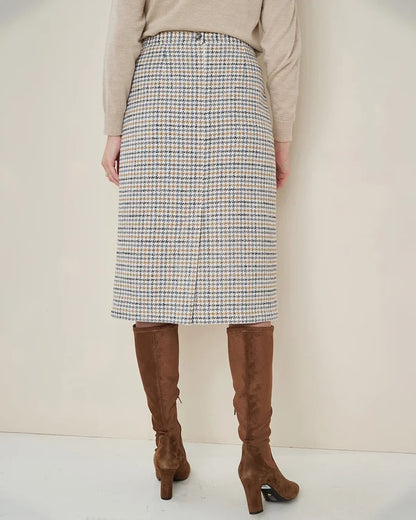 Camille Lined Checked Easycare  Straight  Skirt