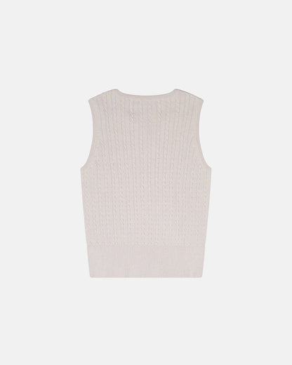CLASSY KNIT TANK TOP - beige cable knit tank top, back view - Cold Culture