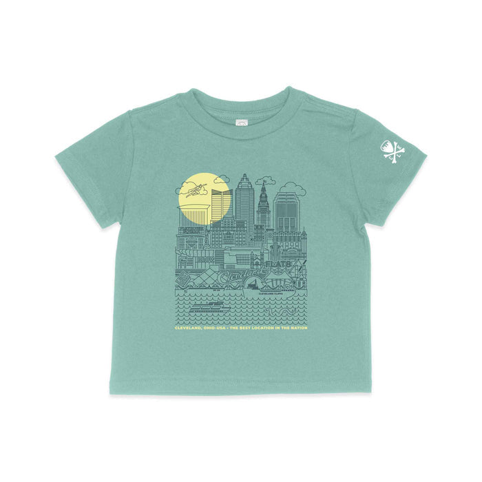 Cleveland Skyline Icons - Toddler Crew T-shirt