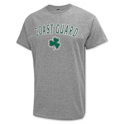 Gray t-shirt with 'COAST GUARD' text and a shamrock design on a white background