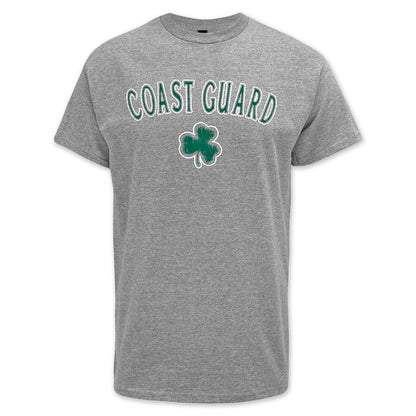 Gray t-shirt with 'COAST GUARD' text and a shamrock on a white background