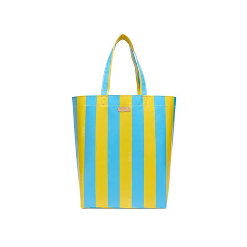 yellow and teal stripe consuela grab n go tote