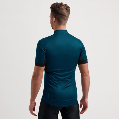 Rogelli Core fietsshirt heren blauw korte mouw gedragen voorkant.