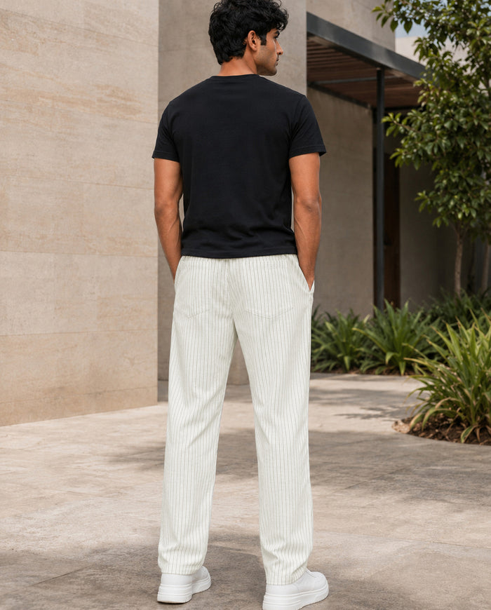 Cream Solid Pyjamas Pants For Men