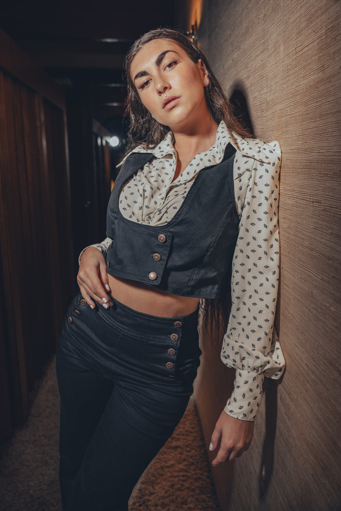 Cropped Tie Front Blouse - Cream- Soul Sister since 1969