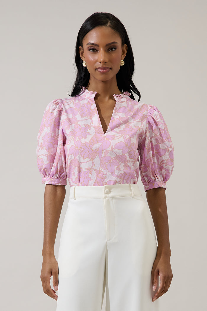 Daney Floral Terri Puff Sleeve Top