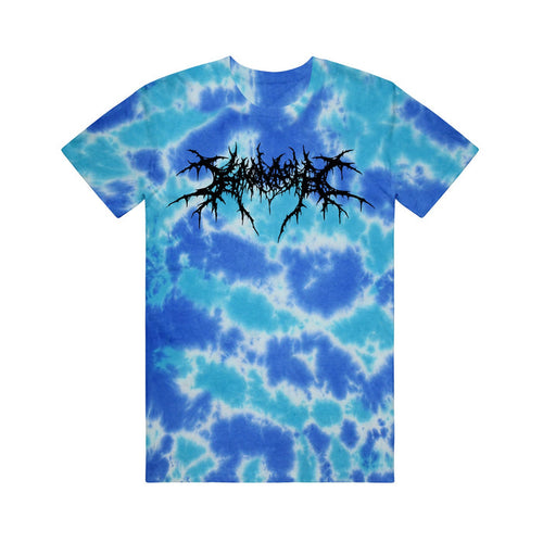 kaonashi Death Metal Logo - Multi-Blue Tie Dye T-Shirt