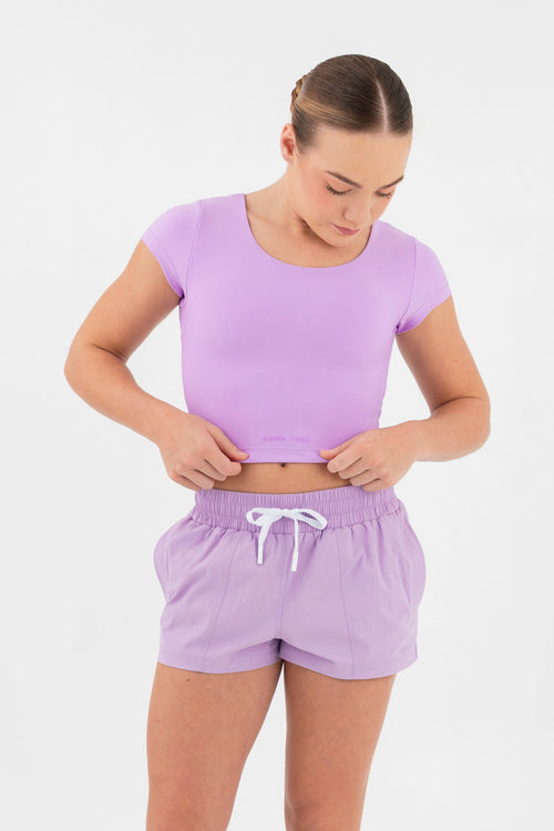 Dreamer Cropped Tee in Lavender - Front View