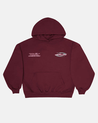DYNAMIC HOODIE BURGUNDY - burgundy oversized hoodie, front view - Cold Culture