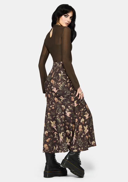 Faela Fairy Print Bias Cut Midaxi Skirt UK 6