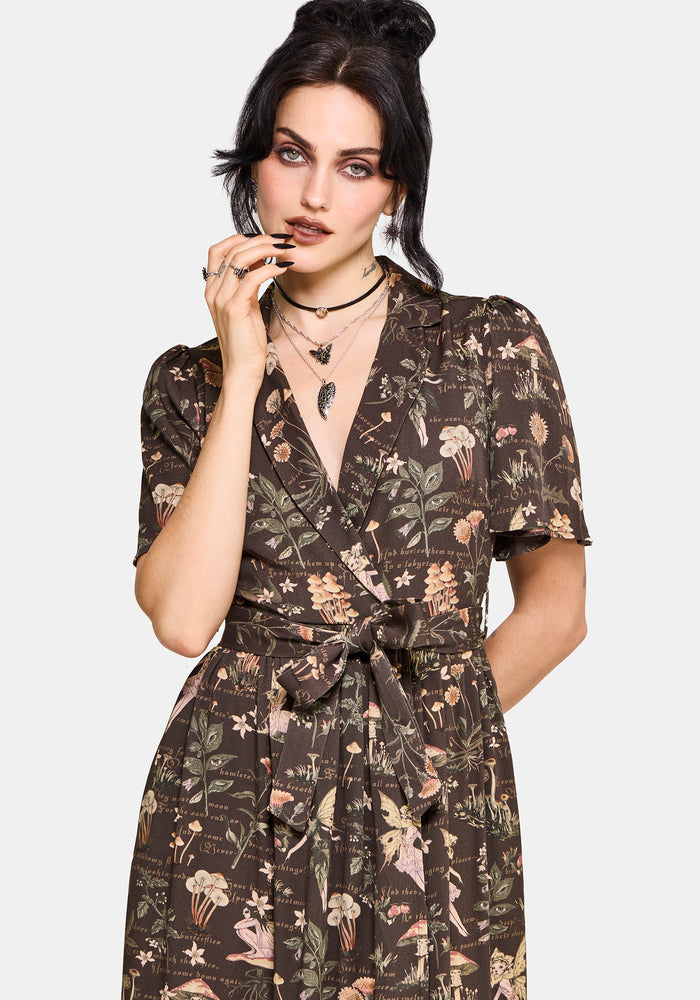 Faela Fairy Tie Waist Wrap Midi Dress UK 6