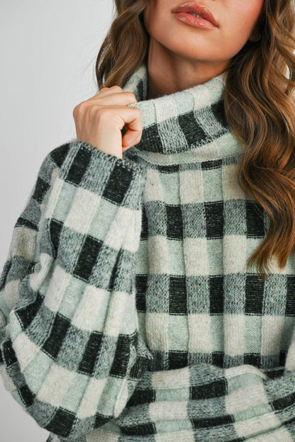 Fall Check Turtleneck Sweater - Intimate Whispers