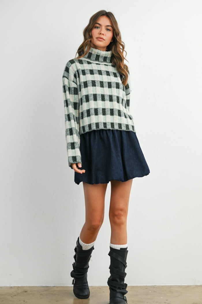 Fall Check Turtleneck Sweater - Intimate Whispers