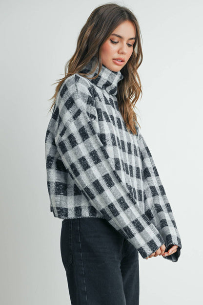 Fall Check Turtleneck Sweater - Intimate Whispers