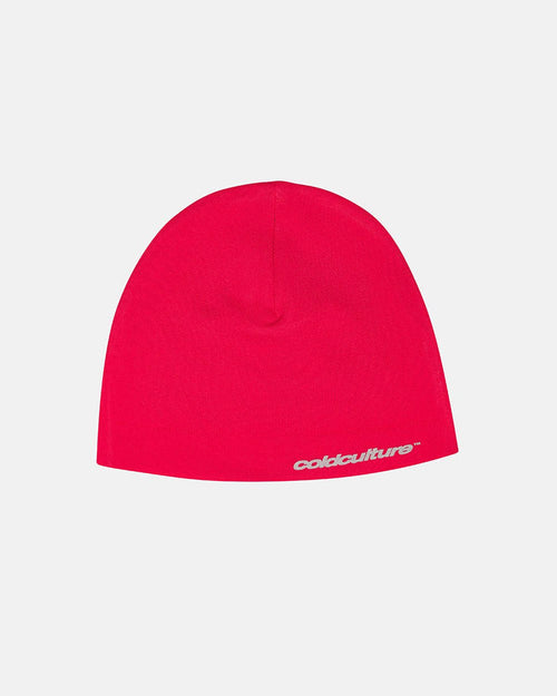 FLASH BEANIE RED - red beanie, front view - Cold Culture