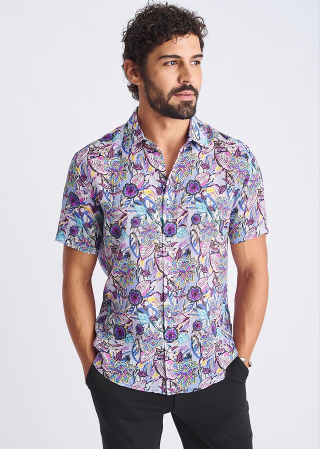 FLORAL LIGHTWEIGHT LINEN TENCEL S/S SHIRT
