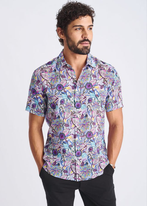 FLORAL LIGHTWEIGHT LINEN TENCEL S/S SHIRT