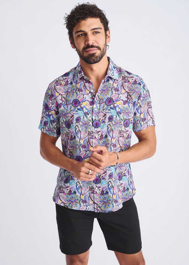FLORAL LIGHTWEIGHT LINEN TENCEL S/S SHIRT