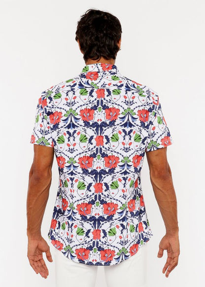 FLORAL PRINT STRETCH KNIT SHIRT