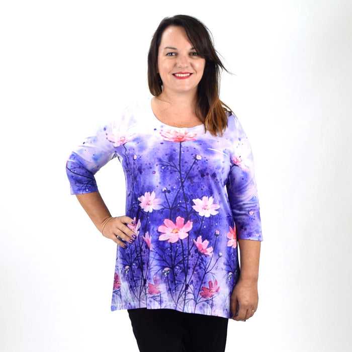 Fanny Lam Flowers in May Tunic featuring a floral print, lightweight fabric, long sleeves, and relaxed fit.