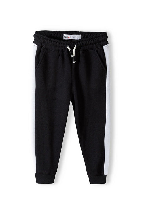 Fleece Joggers, Black, Contrast Stripe - 1