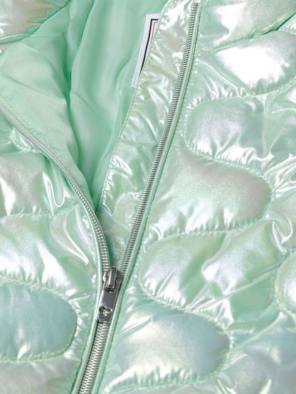 Quilted Puffer Jacket, Mint Green, Iridescent - 4