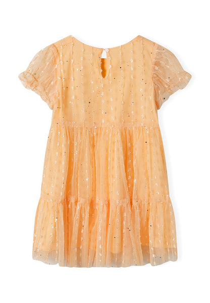 Sparkle Party Dress, Tiered Tulle, Orange - 3