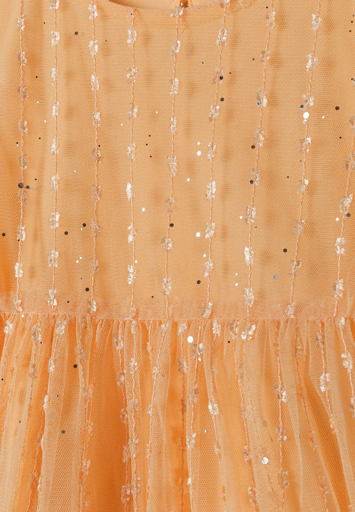 Sparkle Party Dress, Tiered Tulle, Orange - 4