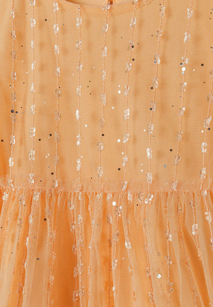 Sparkle Party Dress, Tiered Tulle, Orange - 4