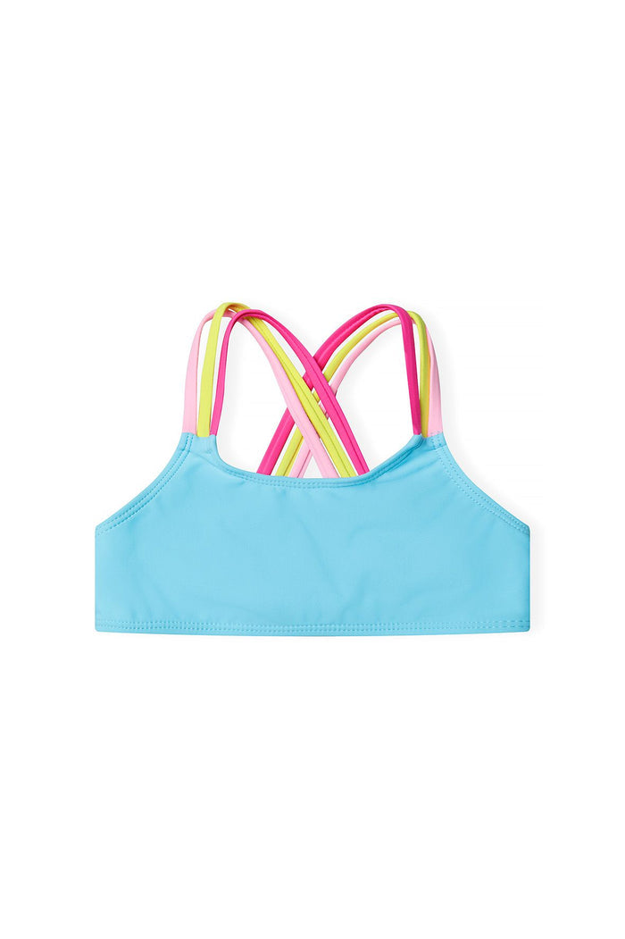 Cross-Back Bikini, Rainbow Straps, Turquoise - 3