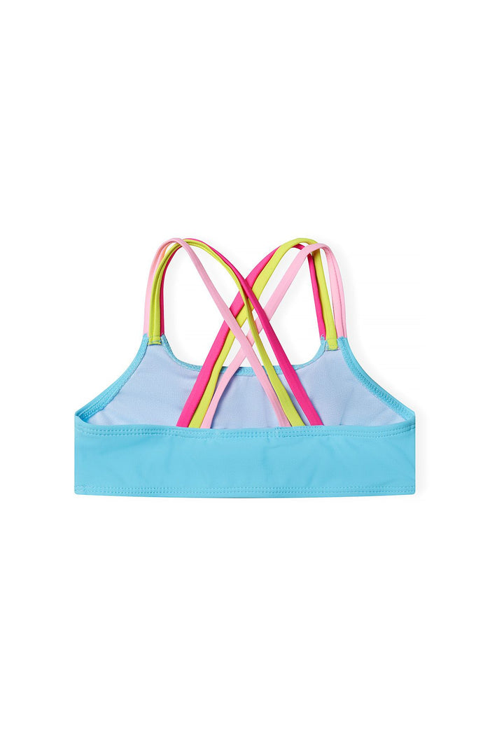 Cross-Back Bikini, Rainbow Straps, Turquoise - 4