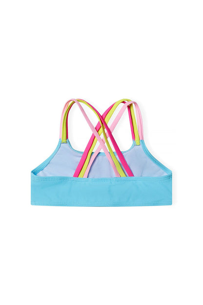Cross-Back Bikini, Rainbow Straps, Turquoise - 4