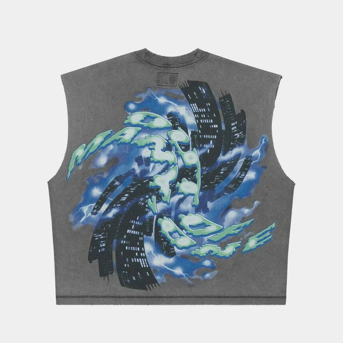 Godspeed- Liberty Tears Sleeveless - Grey Wash