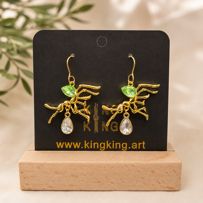 Green Ant Crystal Earrings