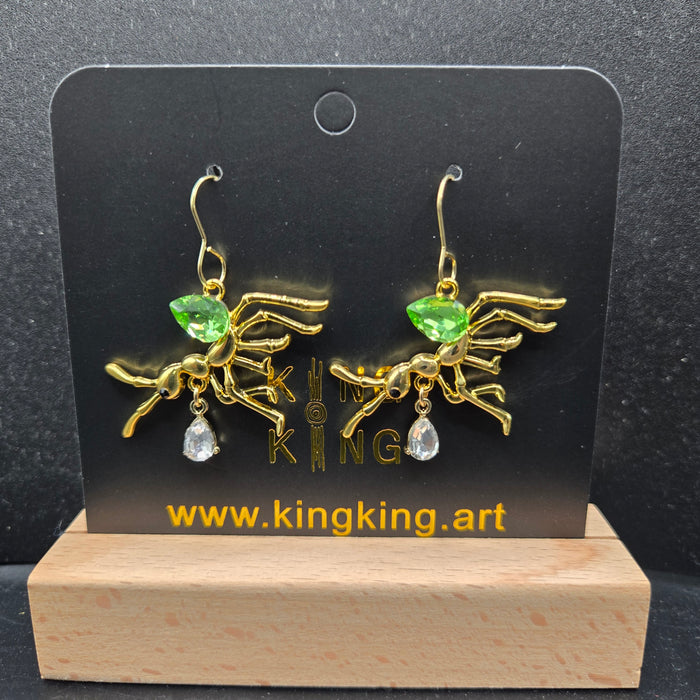 Green Ant Crystal Earrings