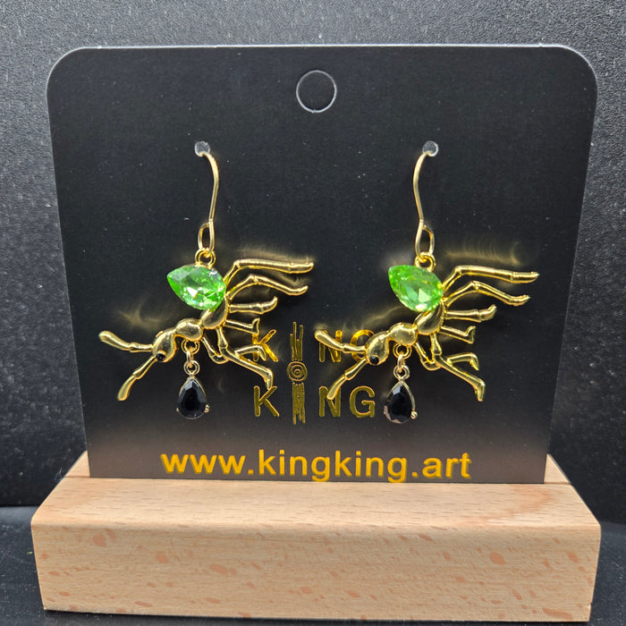 Green Ant Crystal Earrings