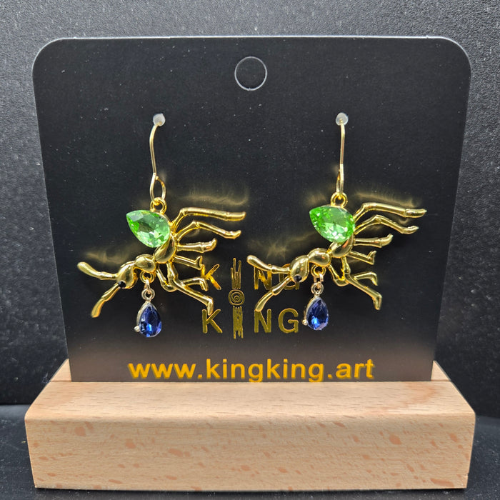 Green Ant Crystal Earrings