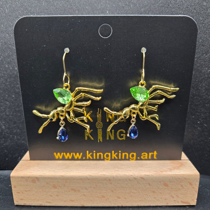 Green Ant Crystal Earrings