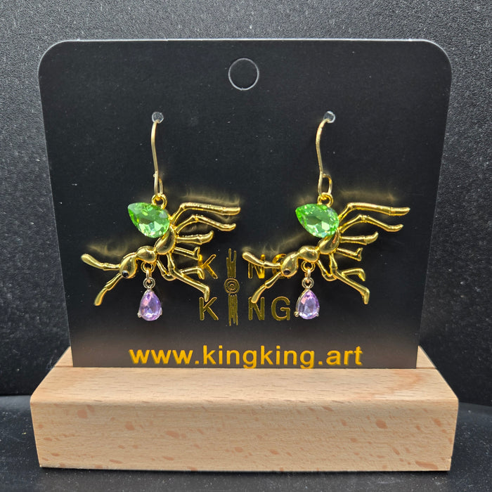 Green Ant Crystal Earrings