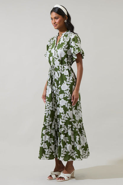 Haizley Floral Alna Button Up Midi Dress