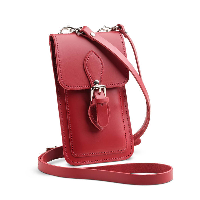 Handmade Leather Mobile Phone Pouch Plus - Red - Bascora